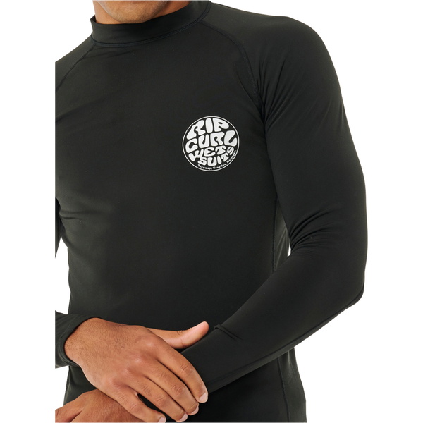 2025 Rip Curl Hommes Icons UPF Brushed Long Sleeve Lycra Vest 153MRV - Black
